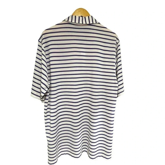 Fennec Men's White & Blue Striped Short Sleeve golf Polo Shirt Size Large - Picture 4 of 5